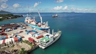 Drone (Aerial) video of the Port of Weno (Moen) found within Chuuk lagoon, Chuuk State