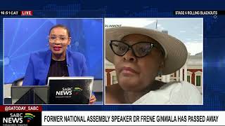Reaction to the passing of Dr Frene Ginwala: Nosiviwe Mapisa-Nqakula