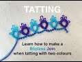 Tatting - The Blipless Join in a Very Simple Two-Colour Edging