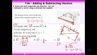 AS Pure Mathematics - 11A  Vector Operations