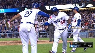 SF@LAD: Puig gives Dodgers the lead with solo shot