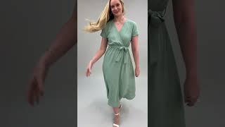 Mela Sage Green Wrap Front Maxi Dress