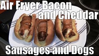 GoWISE USA Air Fryer Bacon and Cheese Wrapped Sweet Italian Sausages and Hot Dogs