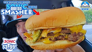 Double Sonic® Queso Smasher Cheeseburger Review! 🍔🍔🫕 | ONLY $3.99? | theendorsement