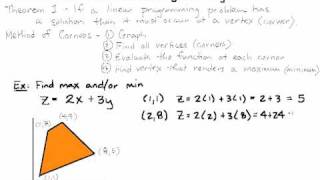 6.3 Finding Max/Min for Linear Programming