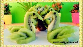 Art In Kiwi Fruit Lotus Flowers & Swans Vegetable and Fruit Carving Garnish | Fruit Decoration