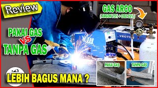 PERBEDAAN LAS MIG PAKAI GAS ArCo ( Argon 75% + CO2 25% ) DAN TANPPA GAS - VECTOR MIG185