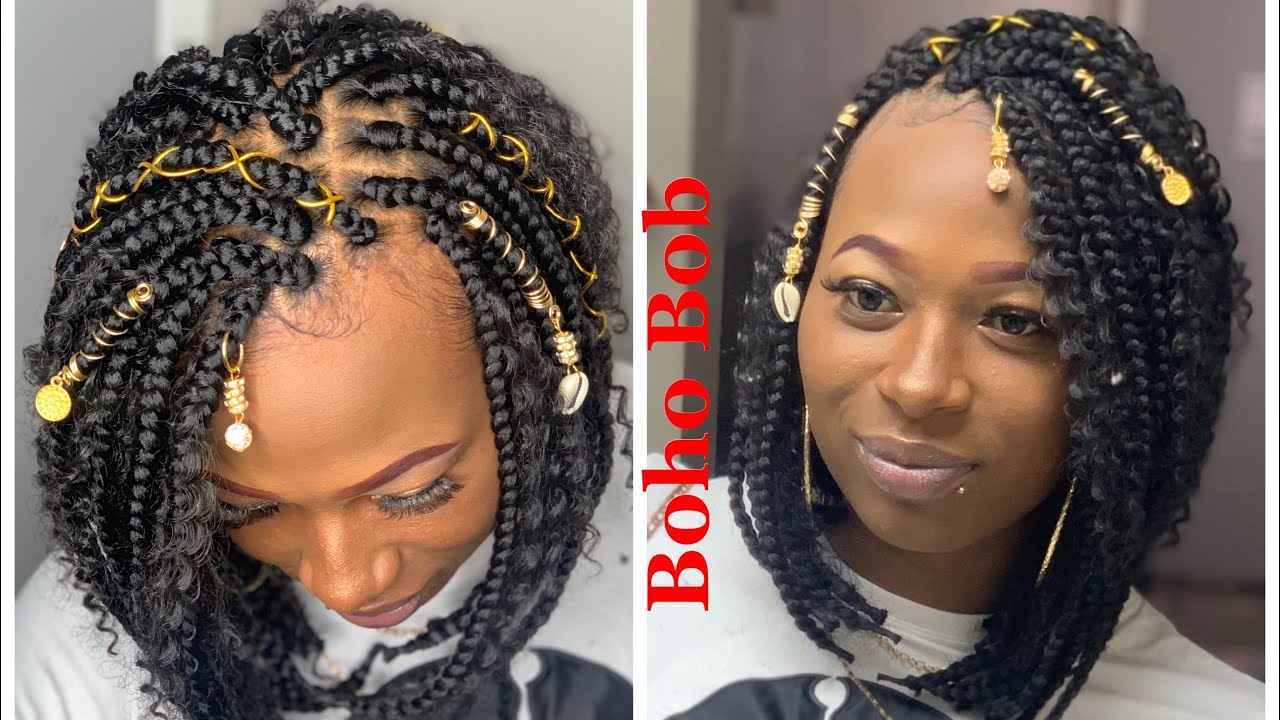 Knotless Bohemian Box Braids Bob