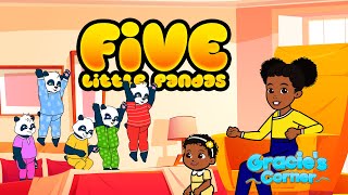 Five Little Pandas Jumping on the Bed | Gracie’s Corner Nursery Rhymes + Kids Songs