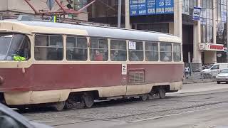 Екатеринбургский трамвай Tatra T3SU №177 следует по маршруту №8
