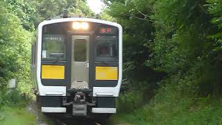 [警笛あり]JR東日本 水郡線 キハE130系 常陸津田駅付近通過