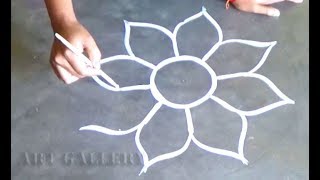 Easy \u0026 quick Big Flower designs | Amazing colourful big Kolam designs