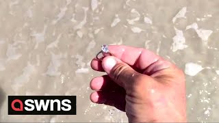 Metal detectorist finds $40,000 diamond ring buried on Florida beach and reunite