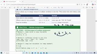 Multiple Assignment Operator and Statement in Python