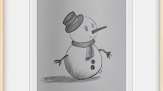 How to draw a snowman | Let's draw a Christmas snowman/Easy drawings ⛄