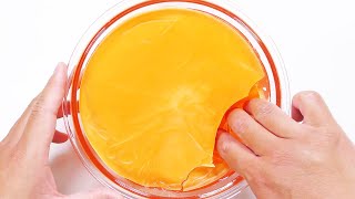 【DIY】Crunchy Iceberg Orange Jelly Slime【slime ASMR】