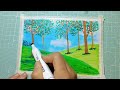 mark pen landscape painting and fill it with color painting teaching for beginners learning to paint