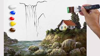 How to Paint House Beside the Waterfalls in Time-lapse / JMLisondra