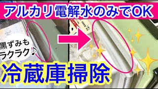 100均アルカリ電解水で冷蔵庫の黒ずみ汚れがラクラク落ちた！/キャンドゥ/拭き掃除/ウタマロクリーナー/油汚れマジックリン