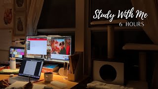 STUDY WITH ME FOR 6 HOURS | Calm Piano Music | 50/10 Pomodoro| Hara Studies