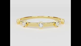 14k Gold Half Eternity Bezel Diamond Ring 360° HD