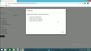 Page Validation using Javascript || Validation for Textbox, Checkbox, Dropdown & Radiobutton JS