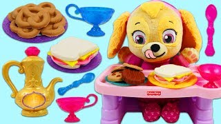 Feeding Paw Patrol Baby Skye with Play Doh & Magical Genie Tea Party Playset!