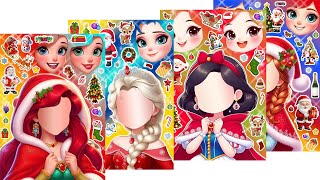 [Paperdiy] ディズニープリンセス Merry Christmas 🎄 Disney Princess Frozen DIY Making Elsa \u0026 Anna Sticker Book!