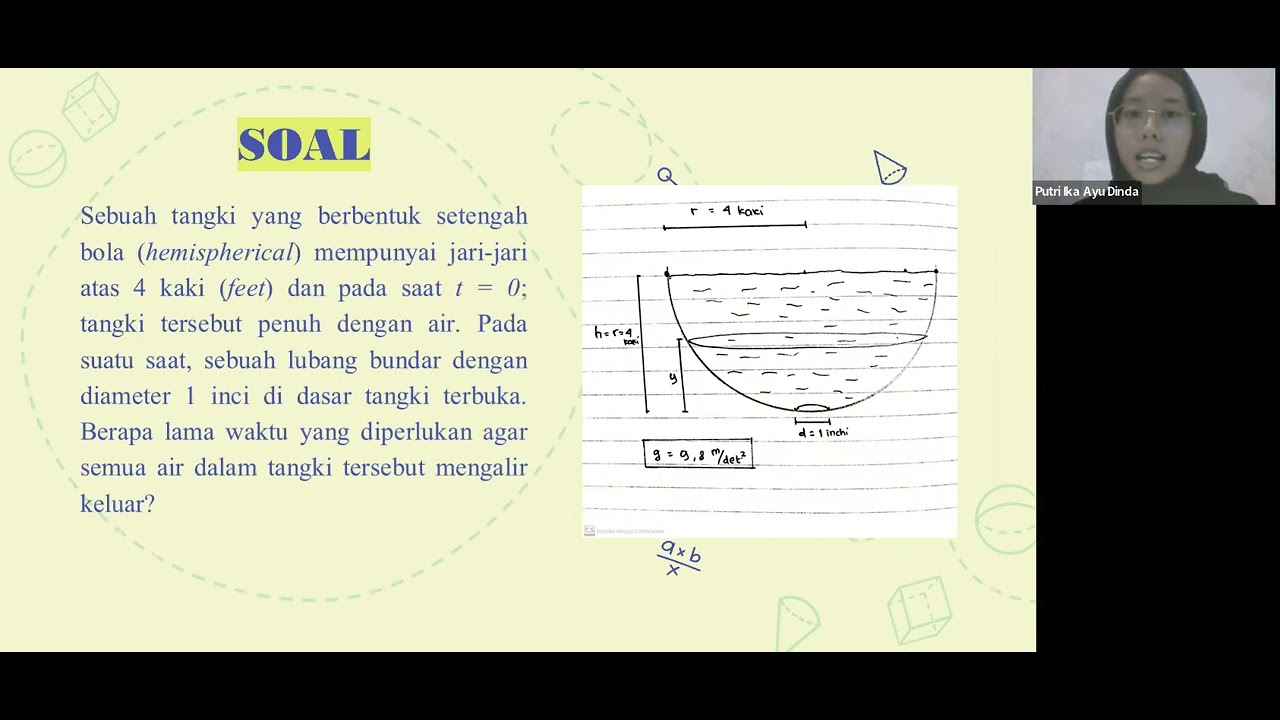 Aplikasi Persamaan Differensial Biasa Orde 1 || Hukum Torricelli Laju ...