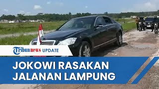 Momen Jokowi Sidak Jalanan Lampung, Mobil Kepresidenan Berhati-hati Lintasi Jalan Berlubang