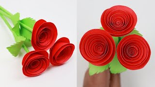 How to Make Very Easy Rose Flower with Paper | Paper Roses Flowers Step by Step | DIY Rose Of Paper