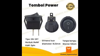 Saklar 2 pin On Off Bulat Tombol Rocker 2 Posisi KCD5 Power Switch 2pin