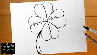 How to Draw Four Leaf Clover Step by Step Easy