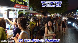 150 Baht Tok Tok Taxi Ride to the hotel. Saturday Night in Busy Chiang Mai.