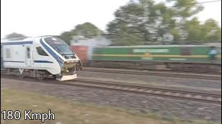 180 Kmph Trail Run | Train 18 Overtake a Freight Train | India's Fastest Train.