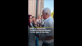 Elderly man punches pro-Palestine demonstrator in Norway | AJ #shorts