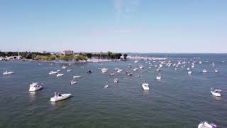 Drone footage of boats in Sandusky Bay