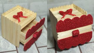 Popsicle stick craft idea | mini drawer from popsicle stick | kreasi stik es krim