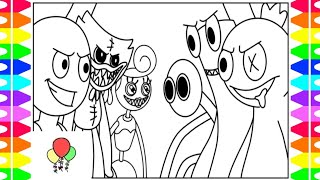POPPY PLAYTIME vs. RAINBOW FRIENDS?! Coloring Pages - How to color Poppy Playtime & Rainbow Friends