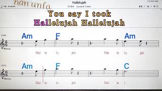 Hallelujah/Leonard Cohen💋노래방, 통기타 , 코드 큰악보,  가라오케, 반주💖Karaoke, Sheet Music, Chord, MR