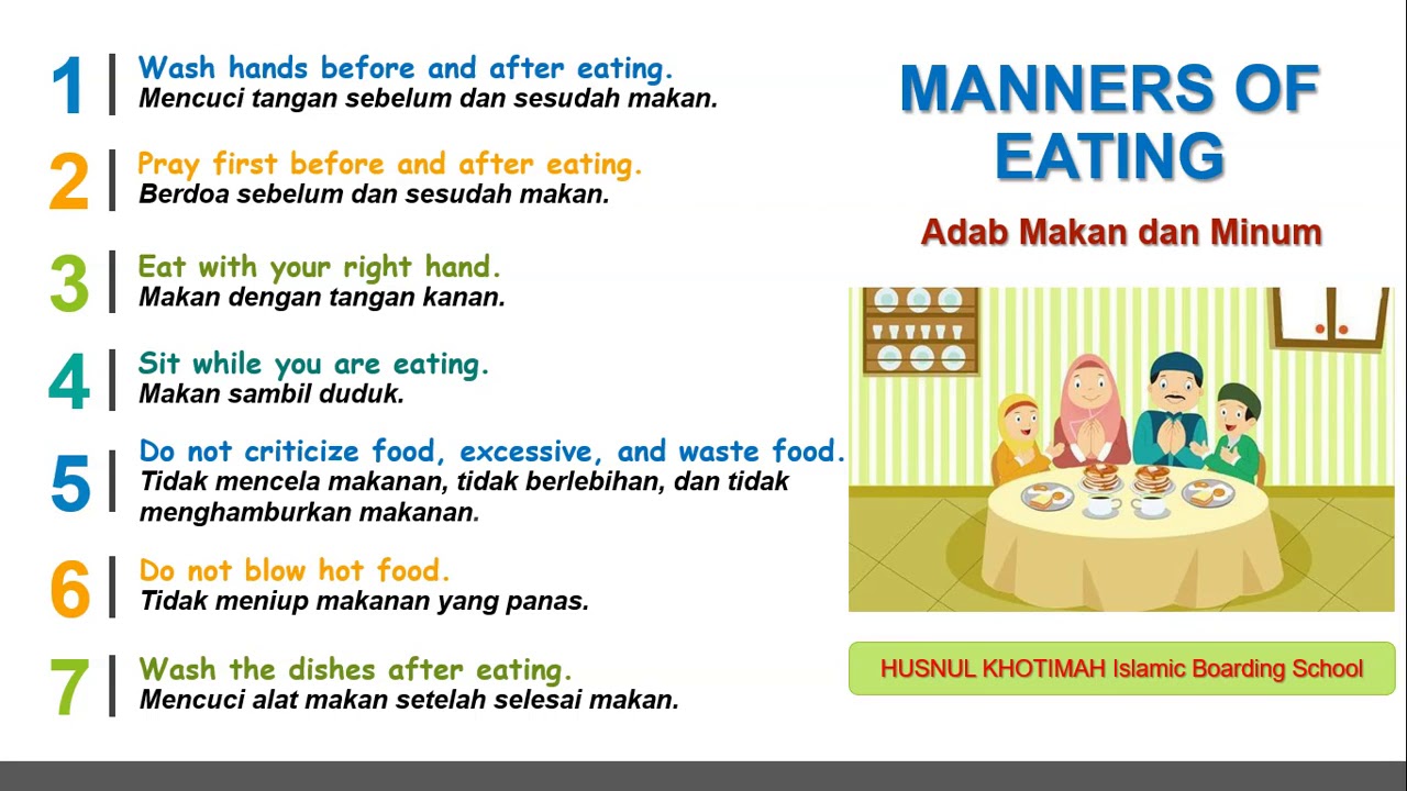 Adab Makan Dan Minum Dalam Bahasa Arab, Inggris Dan Indonesia - YouTube