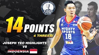 JOSEPH YEO Highlights vs Indonesia | 2019 William Jones Cup | 14 pts, 2 asts, 4-THREES