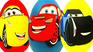 3 Huevos Sorpresas Gigantes de Cruz Ramirez, Rayo McQueen, Jackson Storm de Cars Plastilina Play Doh