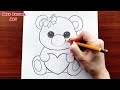 how to draw a cute teddy bear easy teddy bear drawing teddy bear with heart step by step