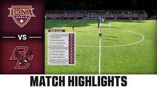 Iona vs. Boston College Match Highlights | ACC Men's Soccer