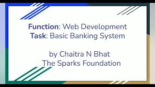 Basic Banking System| The Spark Foundation | Web Development | Task #1