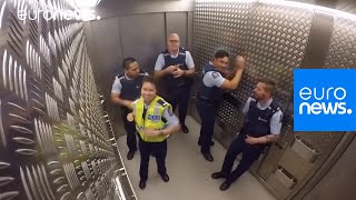 New Zealand police elevator jam session