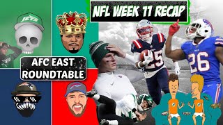 AFC East Roundtable | Pats SWEEP Jets 🧹 Dolphins STAY in 1st! NFL Week 11 Recap & Week 12 Preview