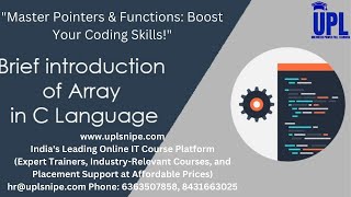 Video 18 POINTER TO ARRAY, FUNCTIONS