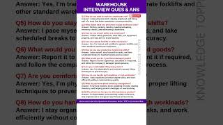 Warehouse Interview Questions and Answer | Warehouse Job Interview Questions and Answers